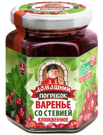 Домашний погребок варенье со стевией клюквенное 200г